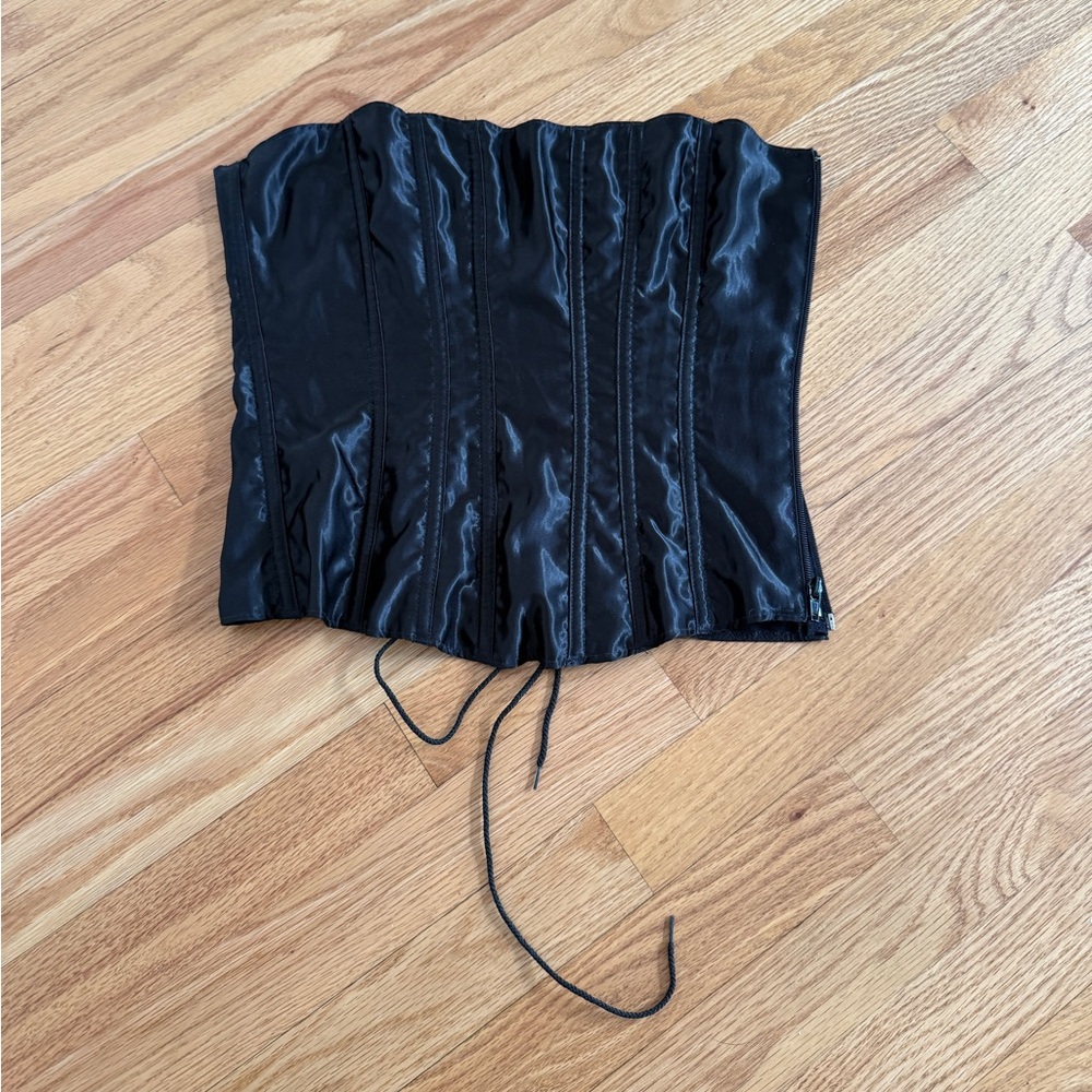 Lovers lane black corset lace up tie up